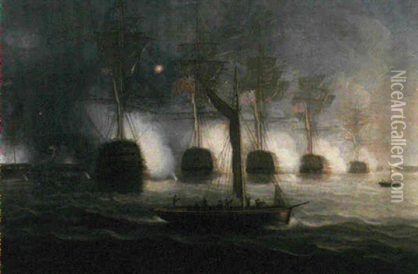 The Bombardment Of Algiers, 27th, August, 1816 Oil Painting - Thomas Buttersworth