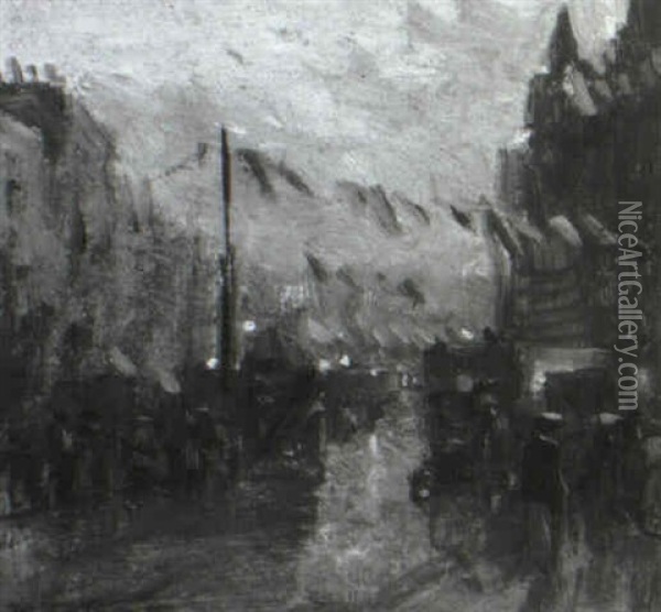 Putney, Coronation Night Oil Painting - Frederic Marlett Bell-Smith