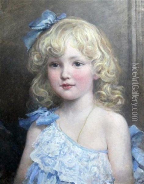 Portrait Of A Blonde Haired Girl Oil Painting - Heywood Hardy