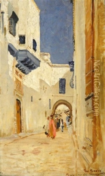 Tunis. Blick In Eine Altstadtgasse Oil Painting - Max Roeder