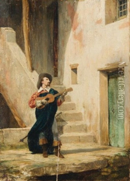 Joueur De Guitare Oil Painting - Ernest Meissonier