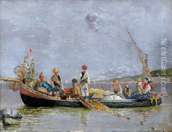 Famiglia Di Pescatori Oil Painting - Francesco Saverio Torcia