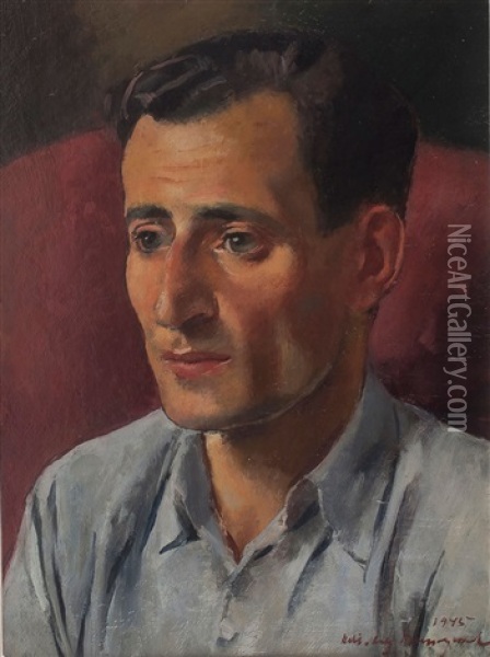 Portrait Of A Young Man (selfportait?) Oil Painting - Halil-Bey Mussaijassul