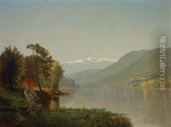 On The Upper Hudson River Oil Painting - Charles Day Hunt
