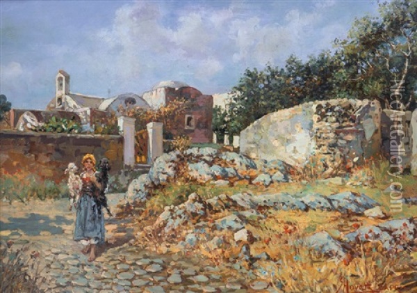 Pastorella A Capri Oil Painting - Augusto Lovatti