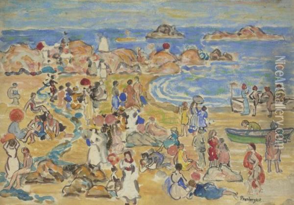 View Along New England Coast Oil Painting - Maurice Brazil Prendergast