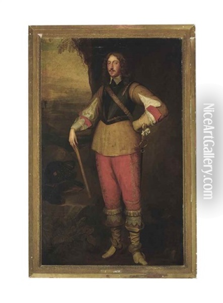 Portrait Of Montagu Bertie, Lord Willoughby, 2nd Earl Of Lindsey (c.1608-1666), Colonel Of The Regiment Of Guards, Full-length, In A Buff Jerkin With A Breastplate And Gold-embroidered Red Britches Oil Painting - Henry Stone
