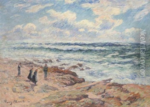 Les Brisants De Penmarch, Finistere Oil Painting - Henry Moret