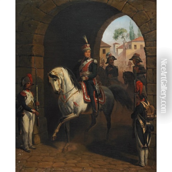 Jan Henryk Dabrowski Entering Rome Oil Painting - Janvier (January) Suchodolski
