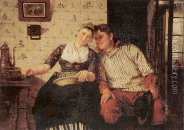 Courtship Oil Painting - Otto Kirberg