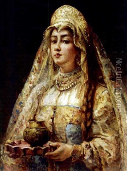 A Russian Bride Oil Painting - Konstantin Egorovich Makovsky