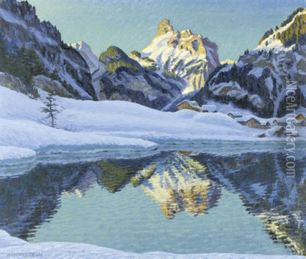 Wintermorgen Bei Kandersteg Oil Painting - Waldemar Theophil Fink