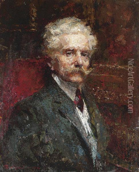 Portrait Of The Furniture Designer Carlo Zen Oil Painting - Giuseppe Amisani