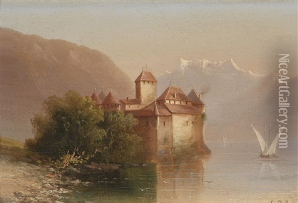 Ansicht Von Schloss Chillon Oil Painting - Hubert Sattler