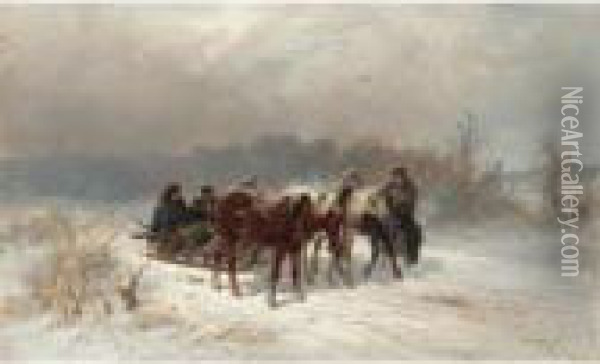 Winter Travellers Oil Painting - Nikolai Egorovich Sverchkov