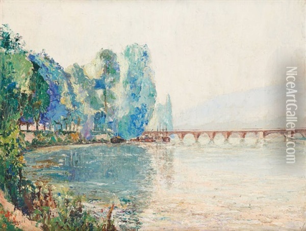 Lever De Brume Sur Le Pont Oil Painting - Pierre Thevenet