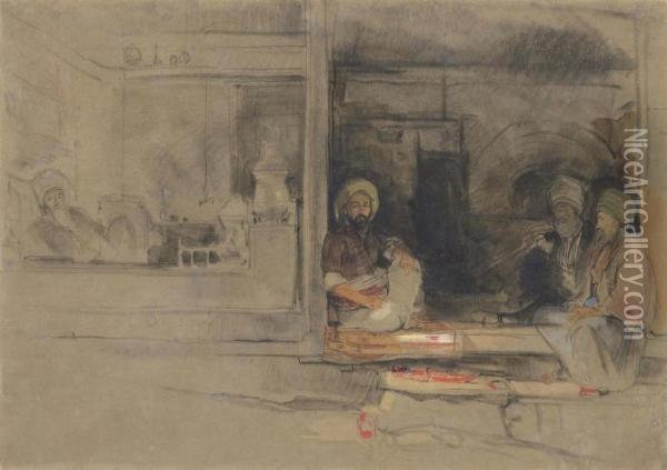 A Kibab Shop, Scutari, Asia Minor Oil Painting - John Frederick Lewis