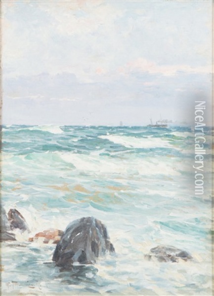 Sea Oil Painting - Woldemar Toppelius