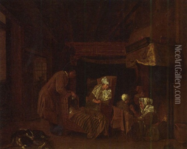 Het Kraambezoek Oil Painting - Jan Josef Horemans the Elder