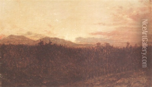 Sunset Over The Mountains Oil Painting - John Frederick Kensett