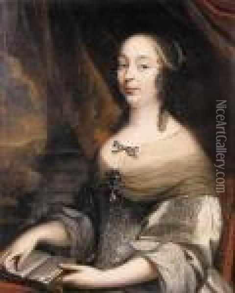Portrait Of A Noblewoman Said To Be Charlotte De Louigny Nee Decastelnau Oil Painting - Pierre Le Romain I Mignard