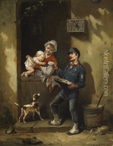 The Delivery Oil Painting - Francois-Louis Lanfant