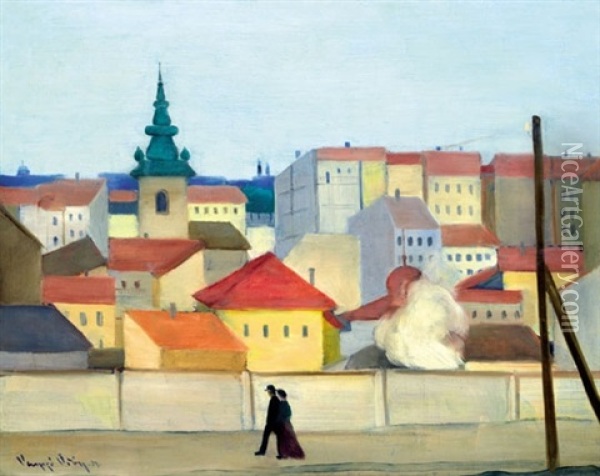 The Krisztina-town Oil Painting - Oedoen Vaszko