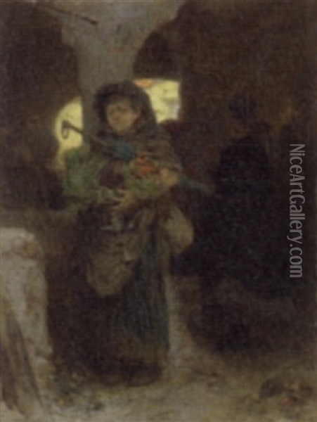 The Market Woman Oil Painting - Frederik Hendrik Kaemmerer