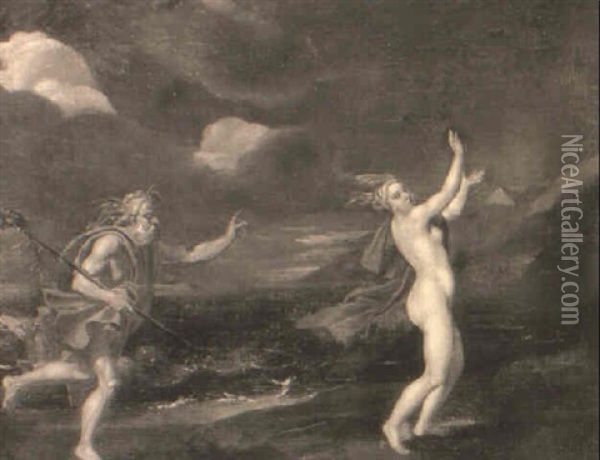 Neptune Surprising Caenis Oil Painting -  Parmigianino (Michele da Parma)