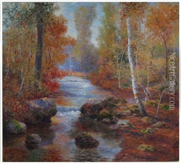 River Landscape Oil Painting - Charles Albert Burlingame
