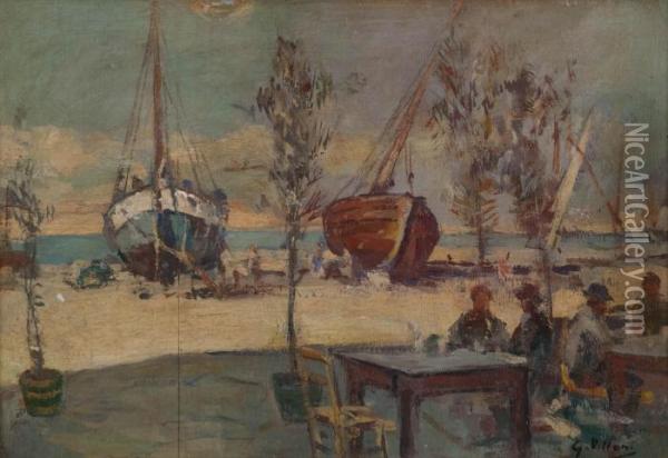 Paesaggio Con Barche Oil Painting - Gennaro Villani