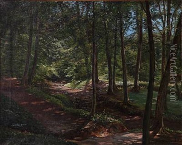 Summer Day In The Woods Oil Painting - Sofus Petersen