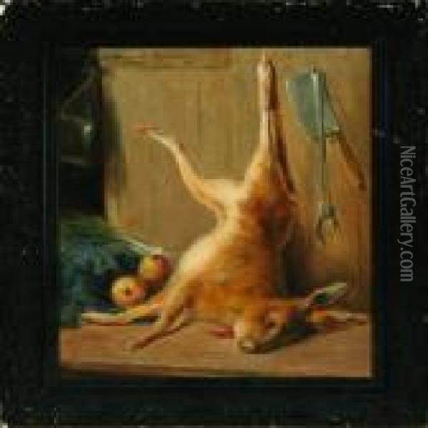 Nature Morte With Hare Oil Painting - Henriette Ronner-Knip