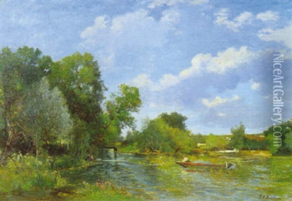 Repos Au Bord De L'eau Oil Painting - Jacques Alfred Brielman