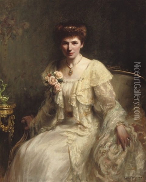 Portrait Of Mrs Haslam Oil Painting - Hugh de Twenebrokes Glazebrook