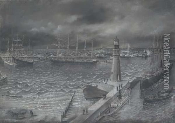 Buffalo Harbor Oil Painting - John Huntington