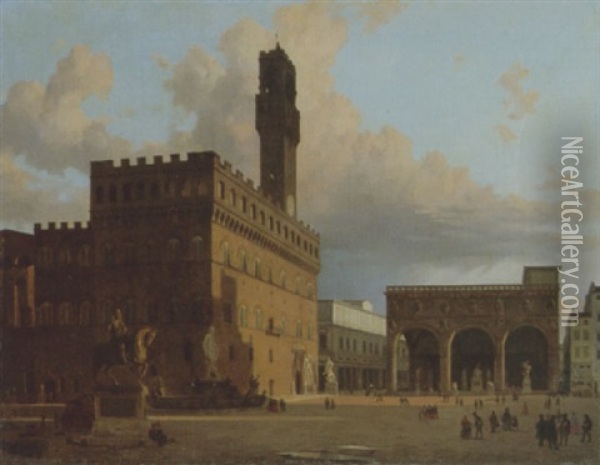 Piazza Della Signoria, Florenz Oil Painting - Alexandre Leblanc