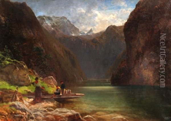 Am Konigsee Oil Painting - Julius Karl Rose