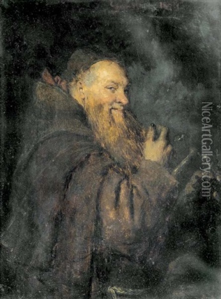 Trauben Essender Monch Oil Painting - Eduard von Gruetzner