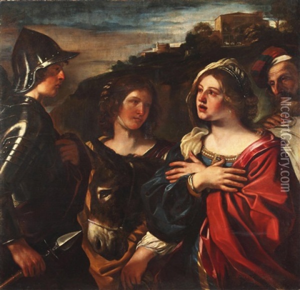 David Una Abigail (+ Konig David Ubergibt Einen Brief An Uria; Pair) Oil Painting -  Guercino