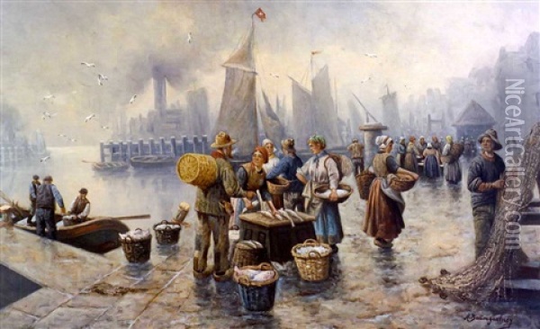 Kalakauppias (the Fishmonger) Oil Painting - Adolf (Constantin) Baumgartner-Stoiloff