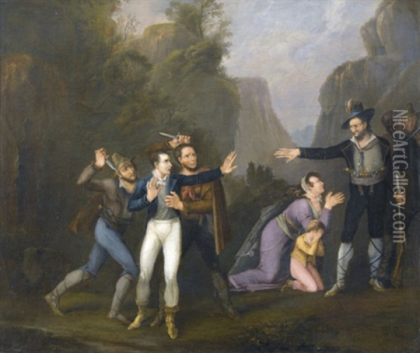 Uberfall Der Briganden Oil Painting - Leopold-Louis Robert