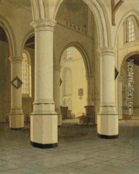 Interior Of The Nieuwe Kerk In Delft Oil Painting - Hendrick Cornelisz van der Vliet