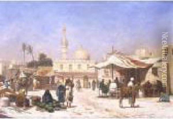 Market Square, Cairo Oil Painting - Otto Pilny