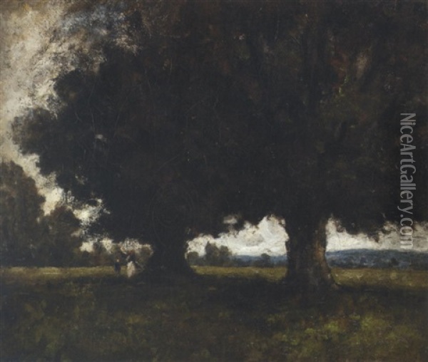 Figures Under A Tree Oil Painting - Nathaniel Hone the Younger