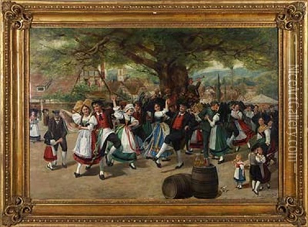 Maikirmes In Der Schwalm Oil Painting - Julius F. Dielmann