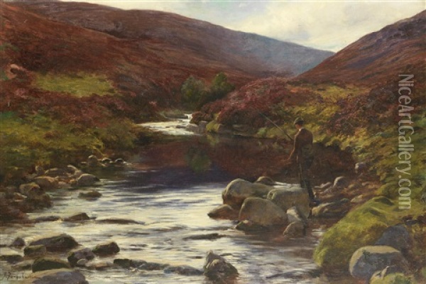 Fishing By The Stream Oil Painting - Joseph Farquharson