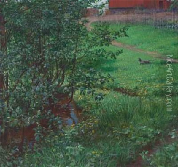 Ved Baekken Oil Painting - Nils Gude