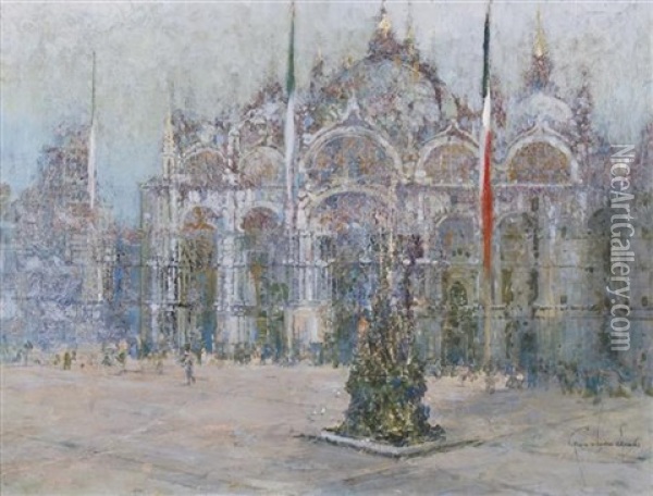 Piazza S. Marco, Venice Oil Painting - George Wharton Edwards
