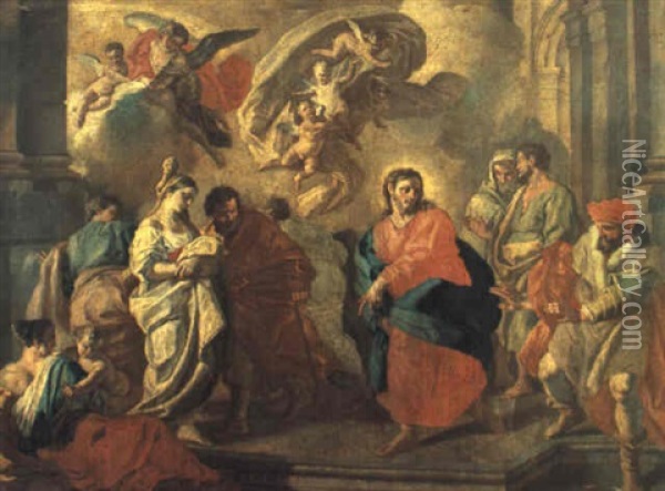 Cristo E L'adultera Oil Painting - Paolo de Maio